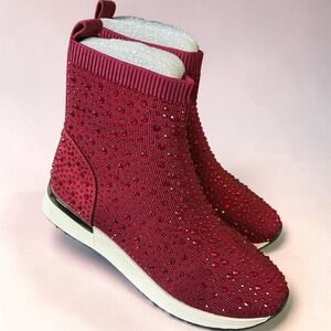 Kenneth Cole Reaction Cameron Jewel High Top Red Rhinestone Sock Sneaker Brick 5